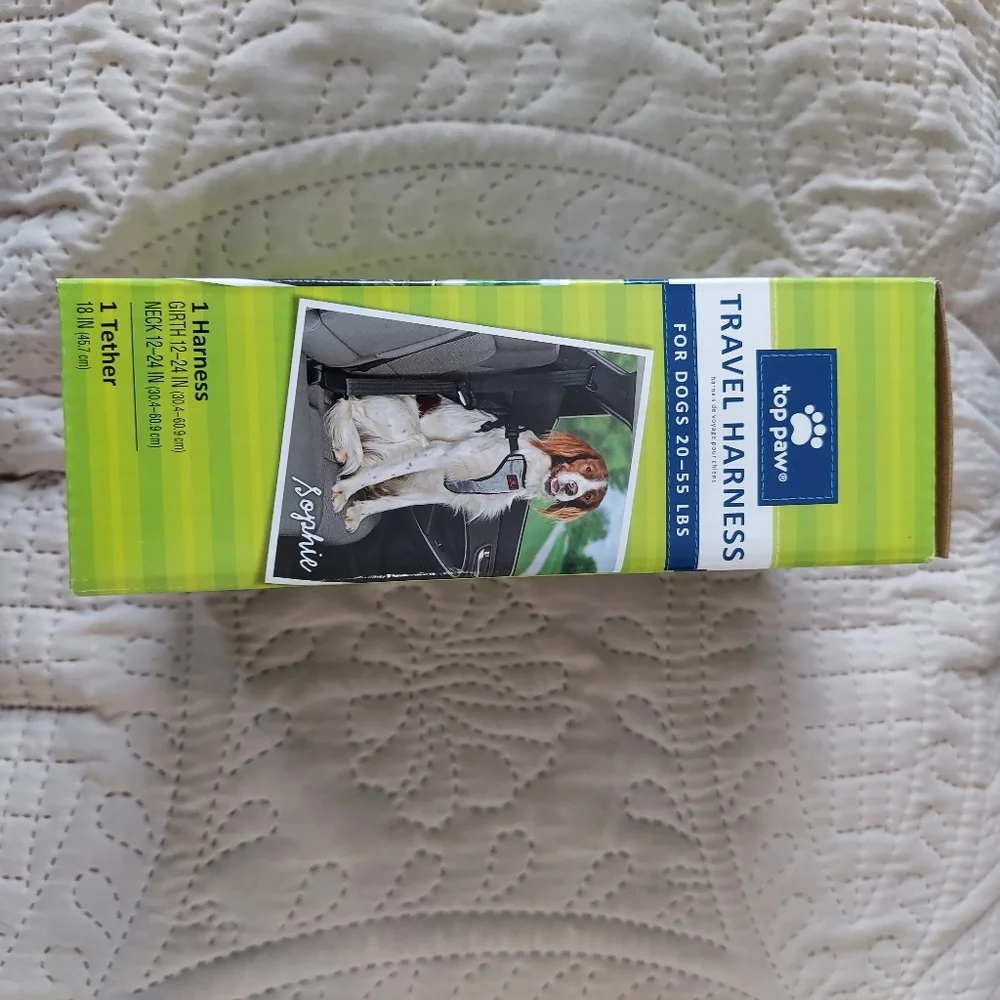 Top Paw Travel Harness and Tether dogs 20 to 55 lbs New In Box
